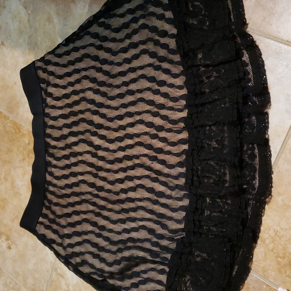 Max Studio Black Lace Over Nude Mini Skirt Size Xs Gem